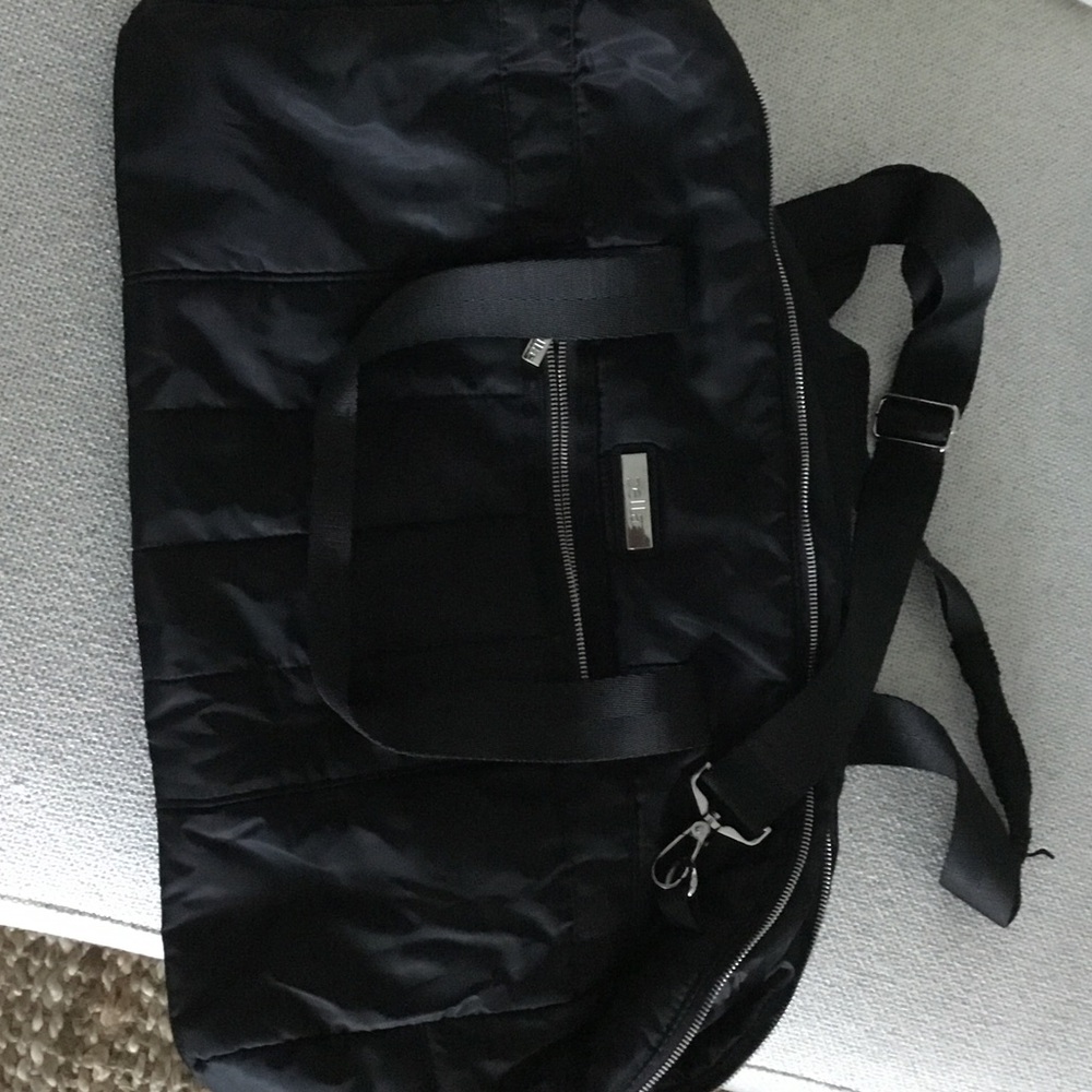Zella Black Quilted Duffel Bag with Adjustable Strap